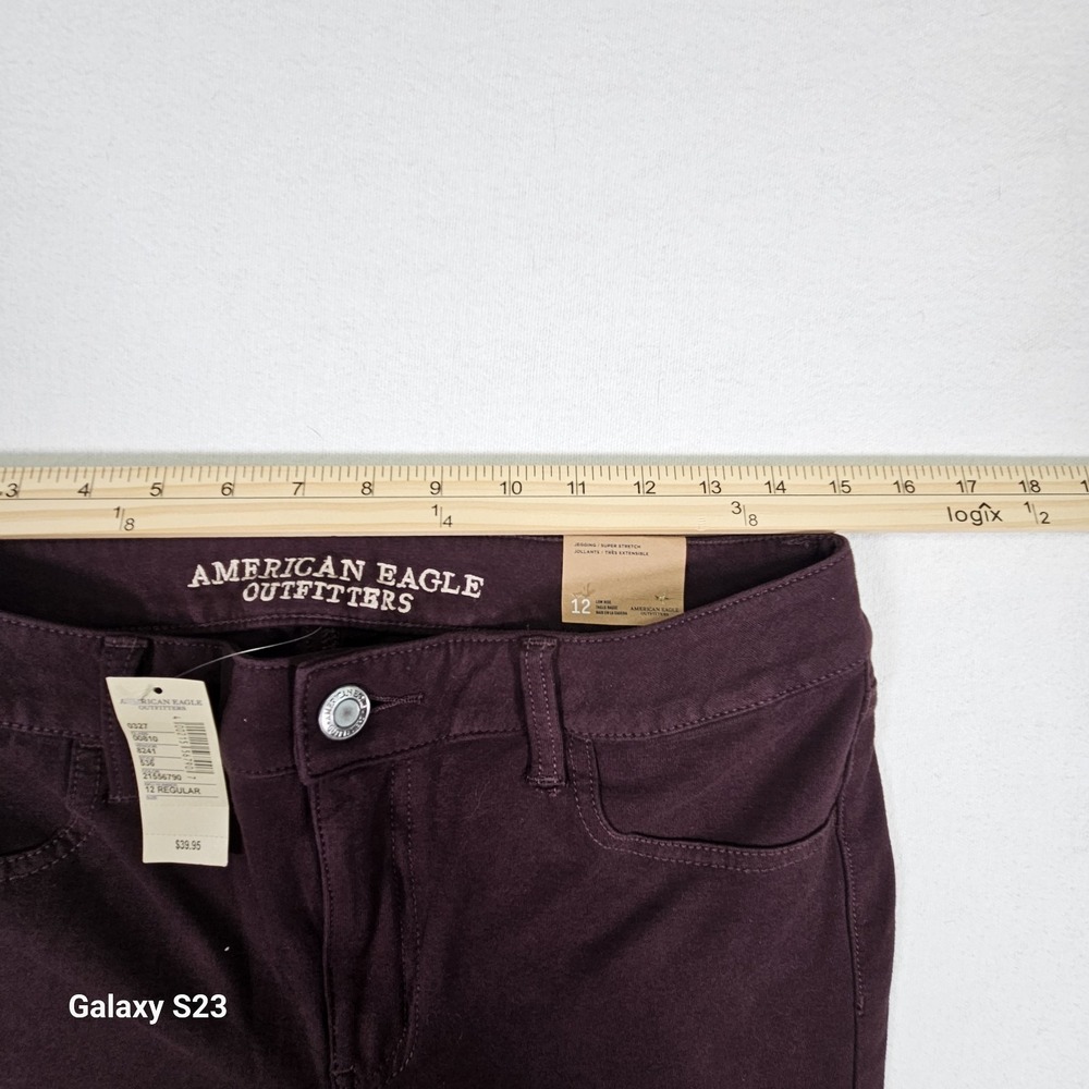 American Eagle NWT Womans Burgundy Jeggings Low Rise Size 12 - Picture 6 of 9